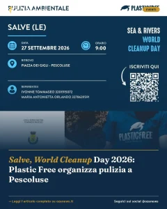 Salve, World Cleanup Day 2026: Plastic Free organizza pulizia a Pescoluse