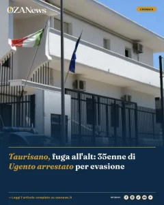 Anteprima di: Taurisano, fuga all'alt: 35enne di Ugento arrestato per evasione