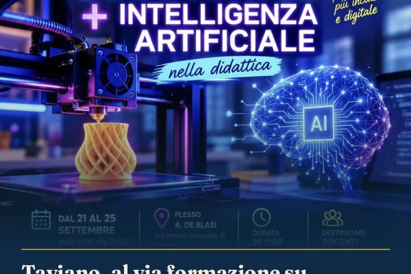 Taviano, al via formazione su Intelligenza Artificiale e Stampa 3D per docenti