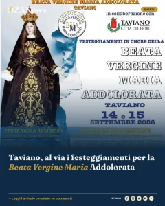 Taviano, al via i festeggiamenti per la Beata Vergine Maria Addolorata