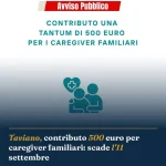Anteprima di: Taviano, contributo 500 euro per caregiver familiari: scade l'11 settembre