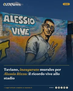 Anteprima di: Taviano, inaugurato murales per Alessio Rizzo: il ricordo vive allo stadio