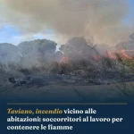 Anteprima di: Taviano, incendio vicino alle abitazioni: soccorritori al lavoro per contenere le fiamme