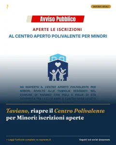 Anteprima di: Taviano, riapre il Centro Polivalente per Minori: iscrizioni aperte