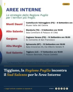 Tiggiano, la Regione Puglia incontra il Sud Salento per le Aree Interne