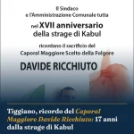 Anteprima di: Tiggiano, ricordo del Caporal Maggiore Davide Ricchiuto: 17 anni dalla strage di Kabul
