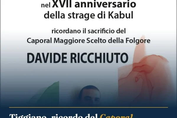 Tiggiano, ricordo del Caporal Maggiore Davide Ricchiuto: 17 anni dalla strage di Kabul