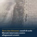 Anteprima di: Torre San Giovanni, canali di scolo liberati: intervento contro allagamenti cronici