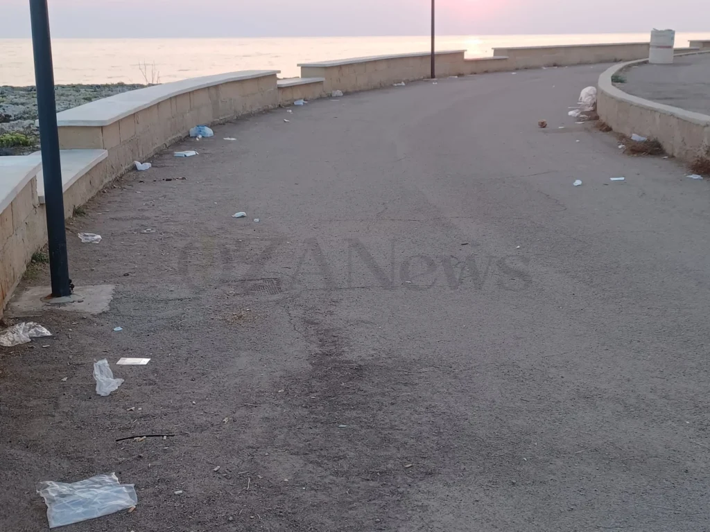 Dettaglio 4: Torre San Giovanni, mercato settimanale: dopo le bancarelle, ancora rifiuti in strada