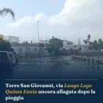 Anteprima di: Torre San Giovanni, via Lungo Lago Quinto Ennio ancora allagata dopo la pioggia