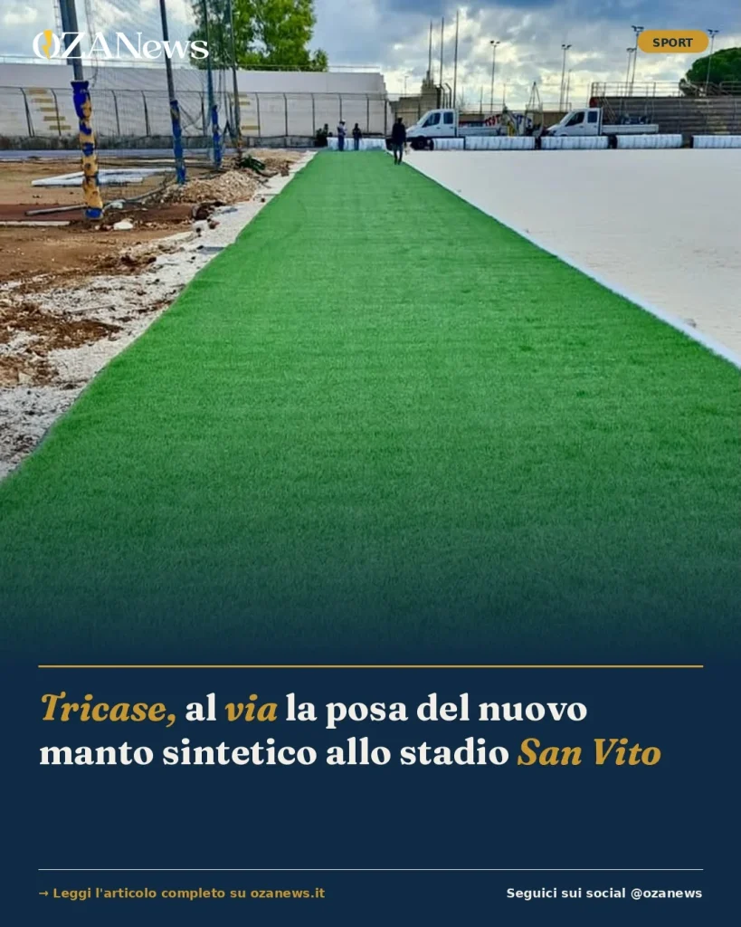 Anteprima di: Tricase, al via la posa del nuovo manto sintetico allo stadio San Vito