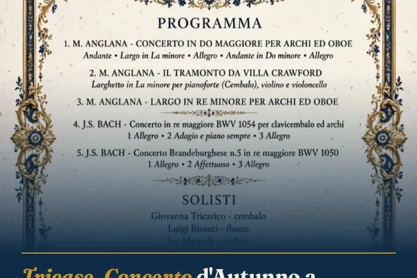 Tricase, Concerto d’Autunno a Palazzo Gallone: omaggio a Anglana e Bach
