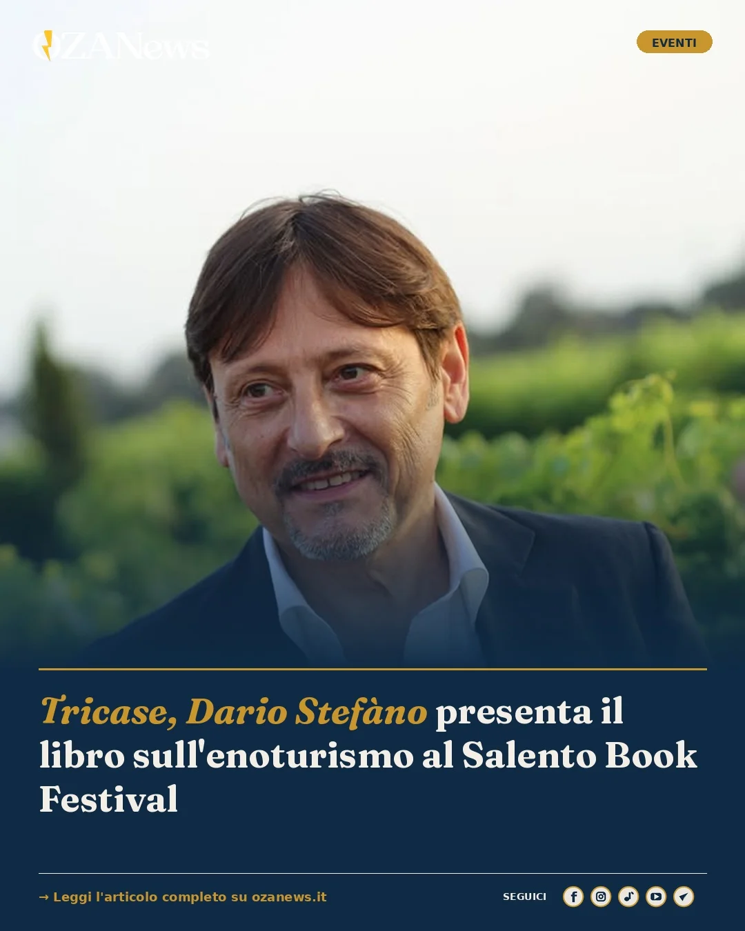 Anteprima di: Tricase, Dario Stefàno presenta il libro sull'enoturismo al Salento Book Festival
