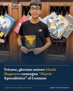 Anteprima di: Tricase, giovane autore Gioele Mogavero consegna “Diario Apocalittico” al Comune
