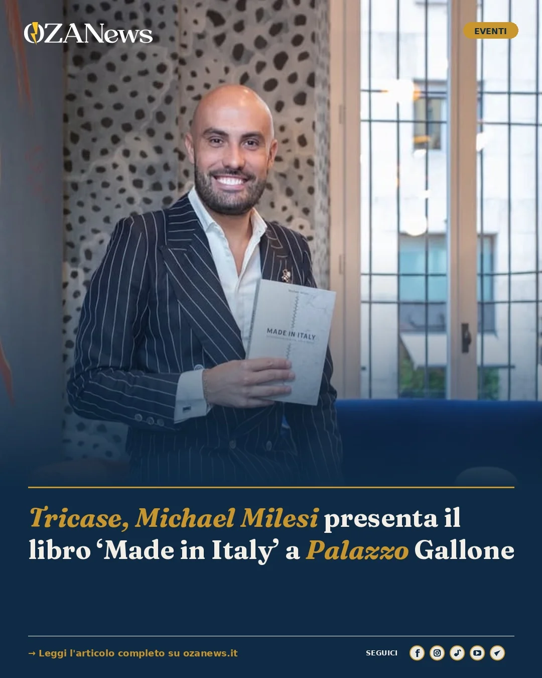 Anteprima di: Tricase, Michael Milesi presenta il libro ‘Made in Italy’ a Palazzo Gallone