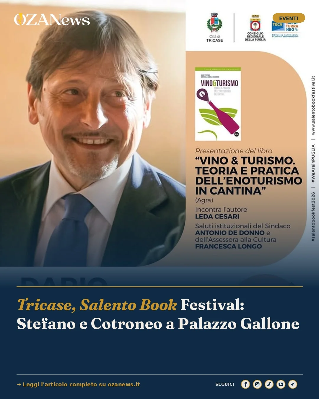 Anteprima di: Tricase, Salento Book Festival: Stefano e Cotroneo a Palazzo Gallone