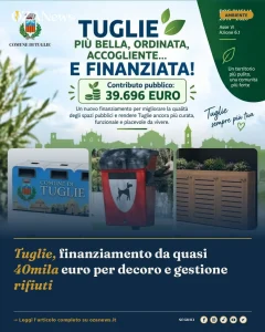 Anteprima di: Tuglie, finanziamento da quasi 40mila euro per decoro e gestione rifiuti