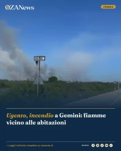 Anteprima di: Ugento, incendio a Gemini: fiamme vicino alle abitazioni