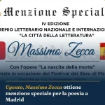 Anteprima di: Ugento, Massimo Zecca ottiene menzione speciale per la poesia a Madrid