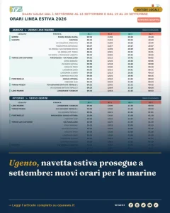 Anteprima di: Ugento, navetta estiva prosegue a settembre: nuovi orari per le marine