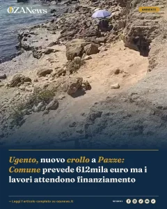 Anteprima di: Ugento, nuovo crollo a Pazze: Comune prevede 612mila euro ma i lavori attendono finanziamento