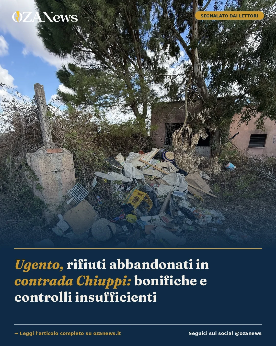 Foto: Ugento, rifiuti abbandonati in contrada Chiuppi: bonifiche e controlli insufficienti