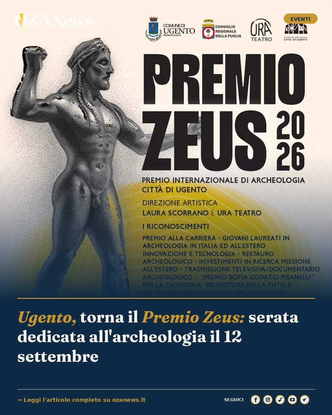 Anteprima di: Ugento, torna il Premio Zeus: serata dedicata all'archeologia il 12 settembre