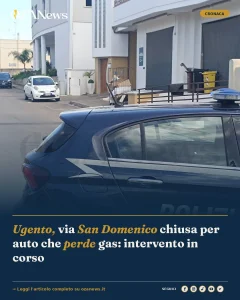 Ugento, via San Domenico chiusa per auto che perde gas: intervento in corso