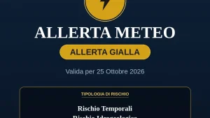 Allerta Gialla per il Salento (Domenica 25 ottobre): rischio Rischio Temporali, Rischio Idrogeologico