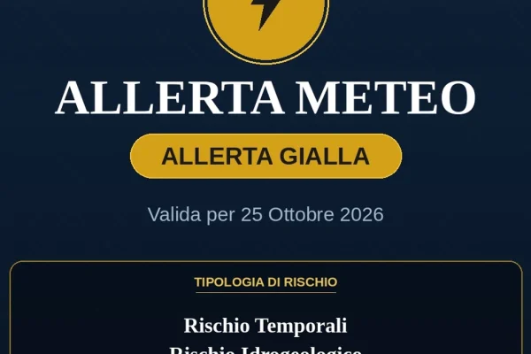 Allerta Gialla per il Salento (Domenica 25 ottobre): rischio Rischio Temporali, Rischio Idrogeologico