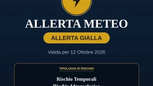 Anteprima di: Allerta Gialla per il Salento (Lunedì 12 ottobre): rischio Rischio Temporali, Rischio Idrogeologico
