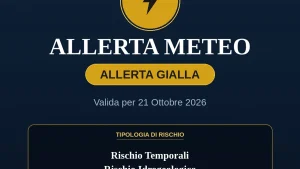Anteprima di: Allerta Gialla per il Salento (Mercoledì 21 ottobre): rischio Rischio Temporali, Rischio Idrogeologico