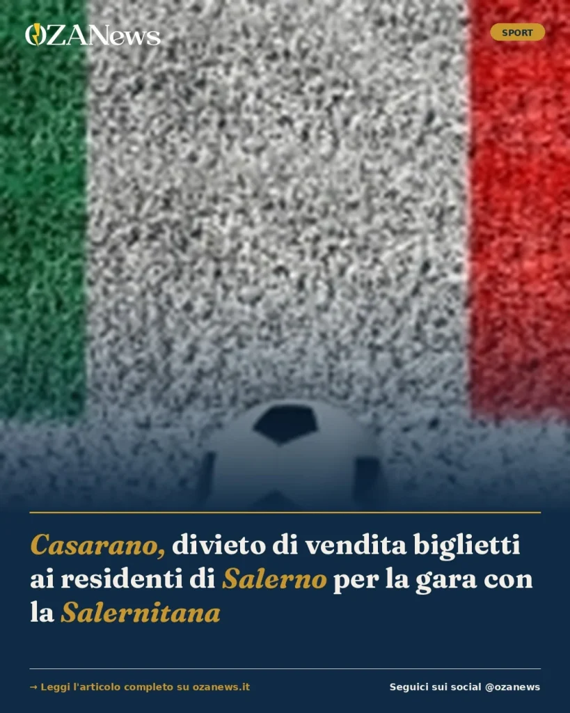 Dettaglio 1: Casarano, divieto di vendita biglietti ai residenti di Salerno per la gara con la Salernitana
