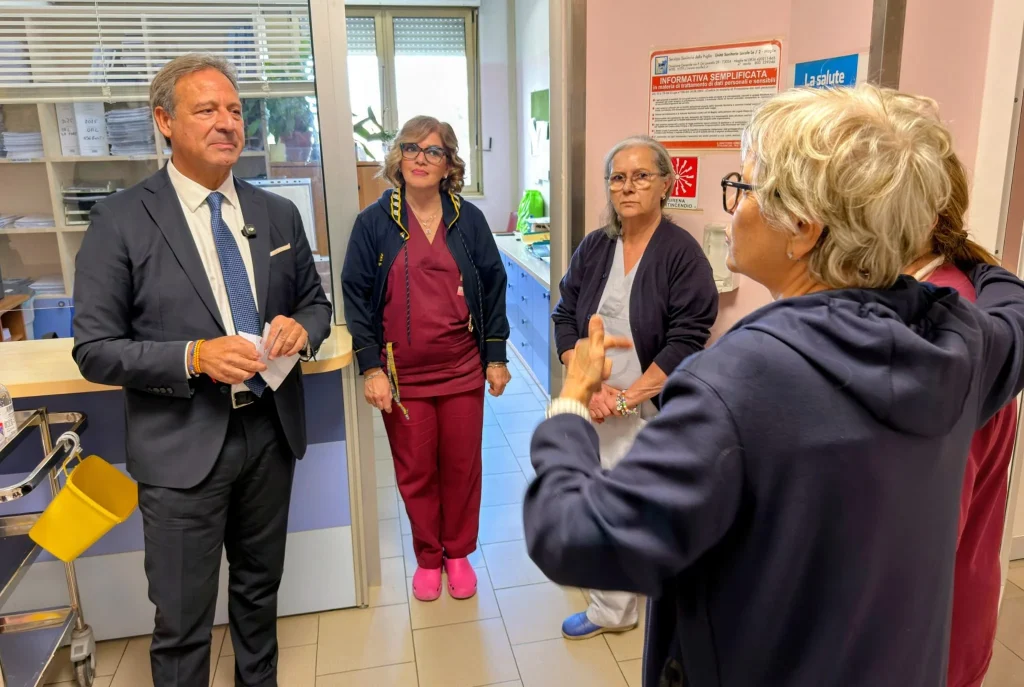 Dettaglio 1: Casarano, ispezione di Pagliaro (FDI): 'Ripristinare primo livello e attivare Stroke Unit al Ferrari'