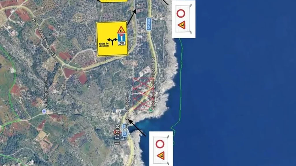 Anteprima di: Castro-Otranto, SP 258 per Ciolo chiusa al traffico: segnaletica sul posto
