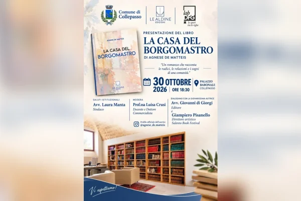 Collepasso, presentazione del romanzo d’esordio ‘La casa del Borgomastro’ di Agnese De Matteis