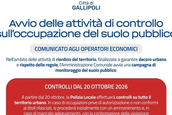 Gallipoli, controlli sul suolo pubblico: al via il riordino urbano