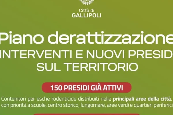 Gallipoli, prosegue il piano di derattizzazione: 150 presidi attivi, altri 30 in arrivo