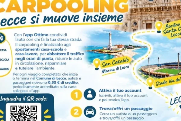 Lecce, al via ‘Barocco Carpooling’: mobilità condivisa per meno traffico e più risparmio