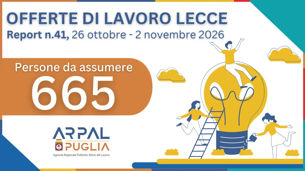 Dettaglio 1: Lecce, Arpal Puglia: 665 offerte di lavoro e due eventi per l'occupazione
