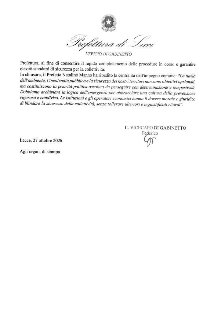 Dettaglio 4: Lecce, Prefettura accelera sui Piani di Emergenza rifiuti: pochi Comuni hanno risposto