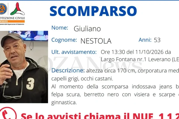 Leverano, ritrovato senza vita Giuliano Nestola: il 53enne era scomparso da domenica