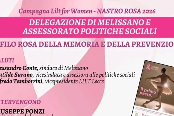 Melissano, LILT e Comune per la prevenzione femminile: appuntamento con ‘Il Filo Rosa’