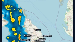 Meteo in diretta, fronte di pioggia sul Basso Salento: rovesci su Ugento, Santa Maria di Leuca e comprensorio [VIDEO RADAR]