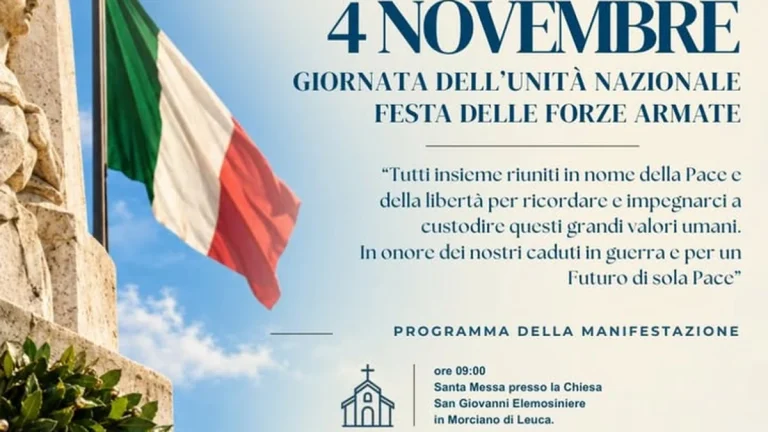 Morciano di Leuca, il 4 novembre celebra l’Unità Nazionale e le Forze Armate