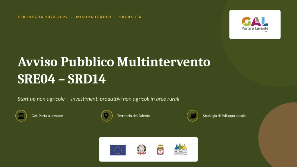 Dettaglio 1: Otranto, GAL Porta a Levante: bando per startup e investimenti non agricoli nel Salento