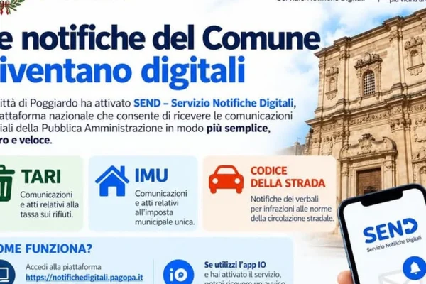 Poggiardo, attivo il Servizio Notifiche Digitali (SEND) per comunicazioni comunali più veloci