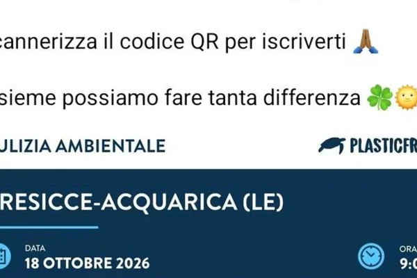 Presicce-Acquarica, Plastic Free organizza una giornata di pulizia ambientale il 18 ottobre