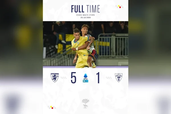 Serie A, Frosinone travolge il Lecce 5-1: pesante sconfitta per i giallorossi
