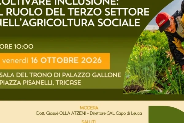Tricase, convegno sull’agricoltura sociale: esperti nazionali a Palazzo Gallone